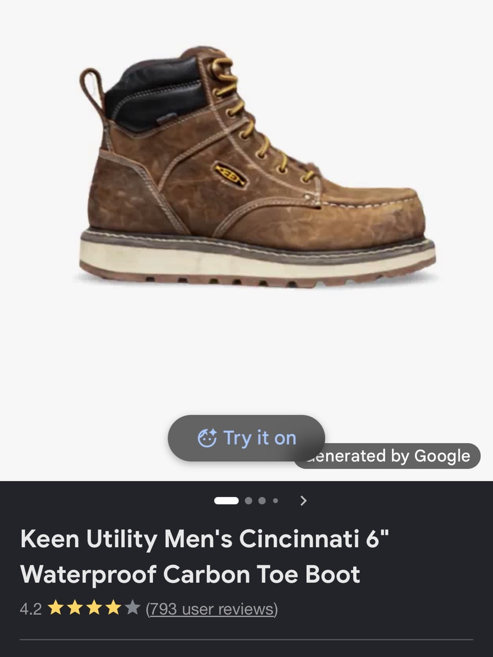 Keen Brown Leather Moc Toe Work Boot, Cincinnati 6” waterproof carbon to boot
